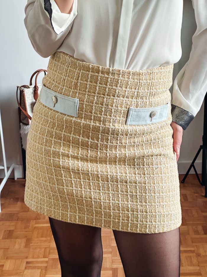 Mini jupe Sandro taille 36 jaune et blanche - photo numéro 2