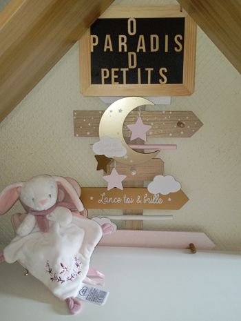 Doudou lapin fleurs mots d'enfants 