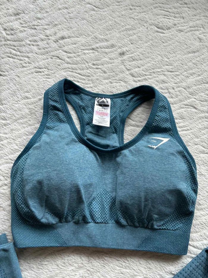 Ensemble Gymshark Vital Seamless – Brassière Legging taille haute Bleu Turquoise M/38– Comme Neuf - photo numéro 4