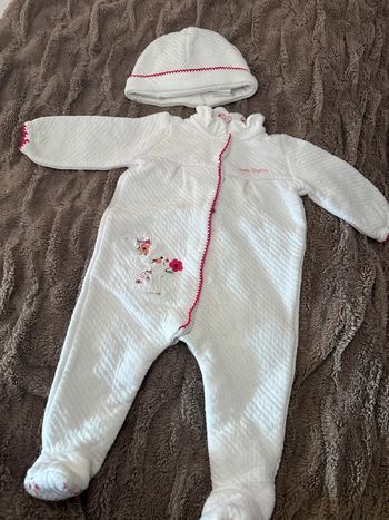 Pyjama lapin fleuri bonnet  6 mois