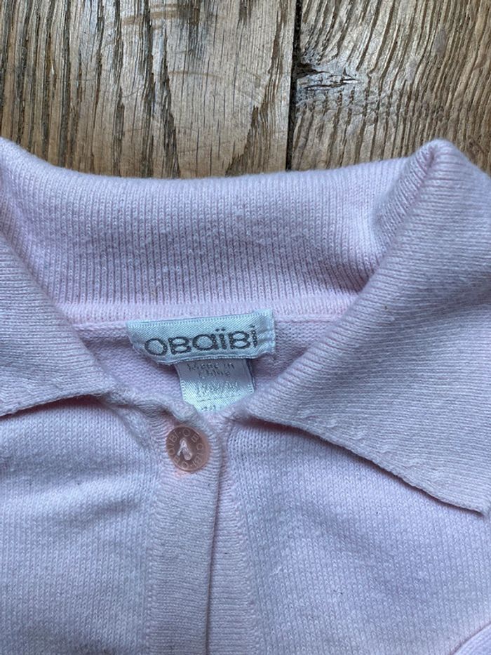 Gilet rose à col Obaibi 12 mois