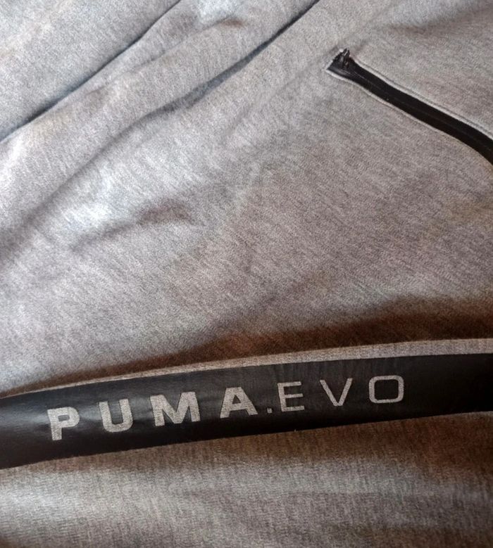 💎 sweat à capuche design street Wear original puma evo poche mitaine t m coton gris noir - photo numéro 4