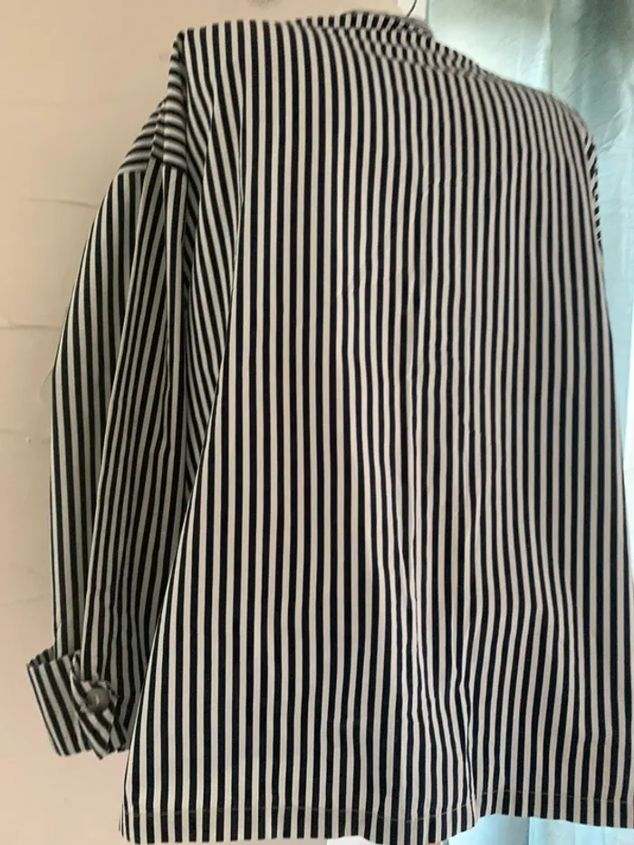 Chemise Zara oversize rayé bleu et blanc taille L - photo numéro 11