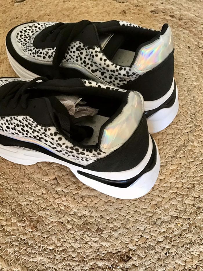 Basket 3 matières blanc et noir en taille 40 - photo numéro 4