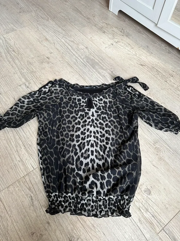 Blouse manches 3/4 léopard