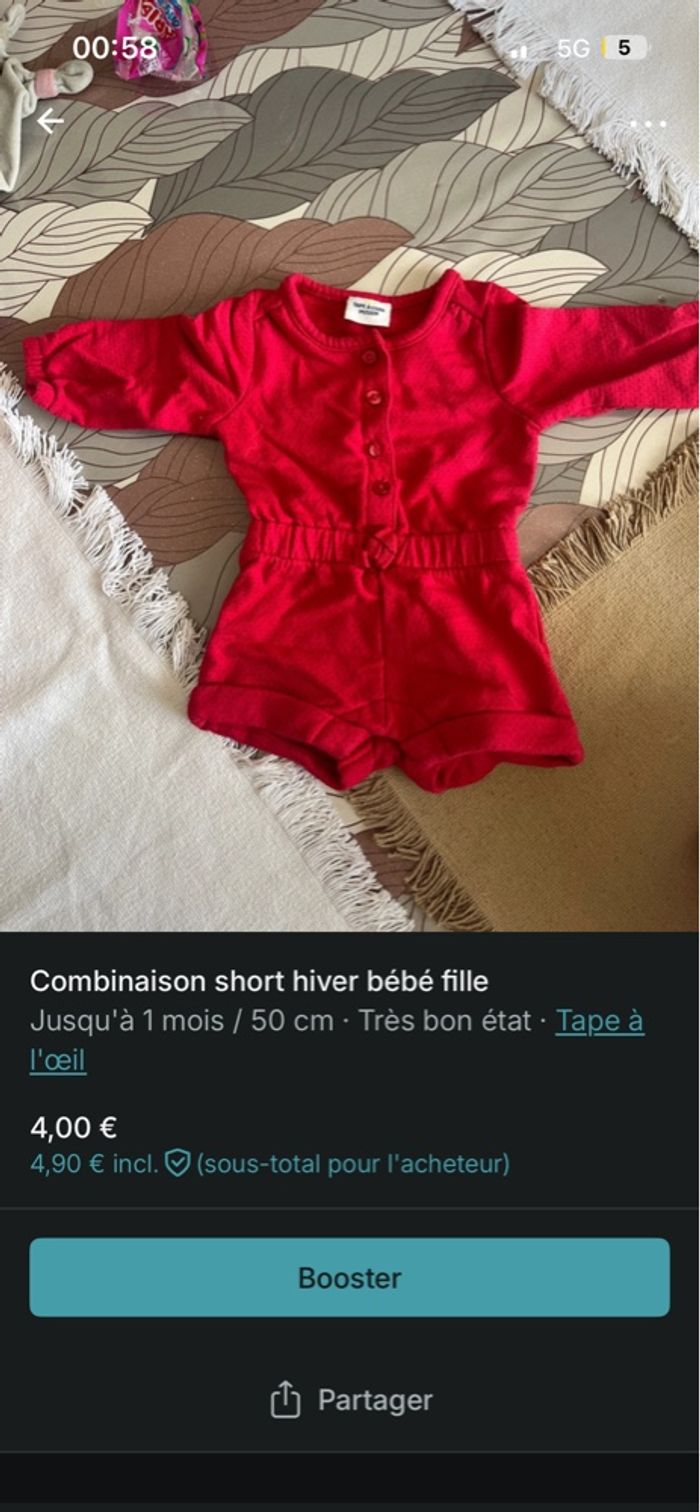 Combinaison short bébé