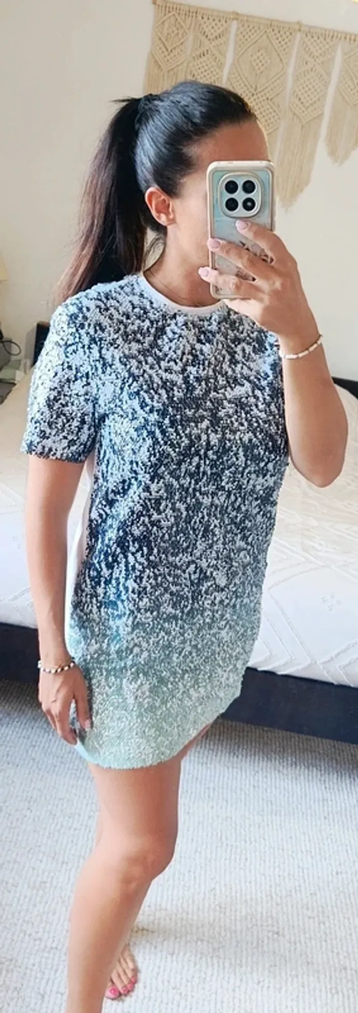 Robe sequin Zara M gris vert d'eau menthe - photo numéro 4