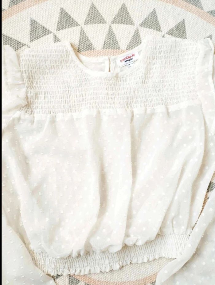 Blouse courte écrue pois et smock - Jennyfer - S - Parfait état - photo numéro 4