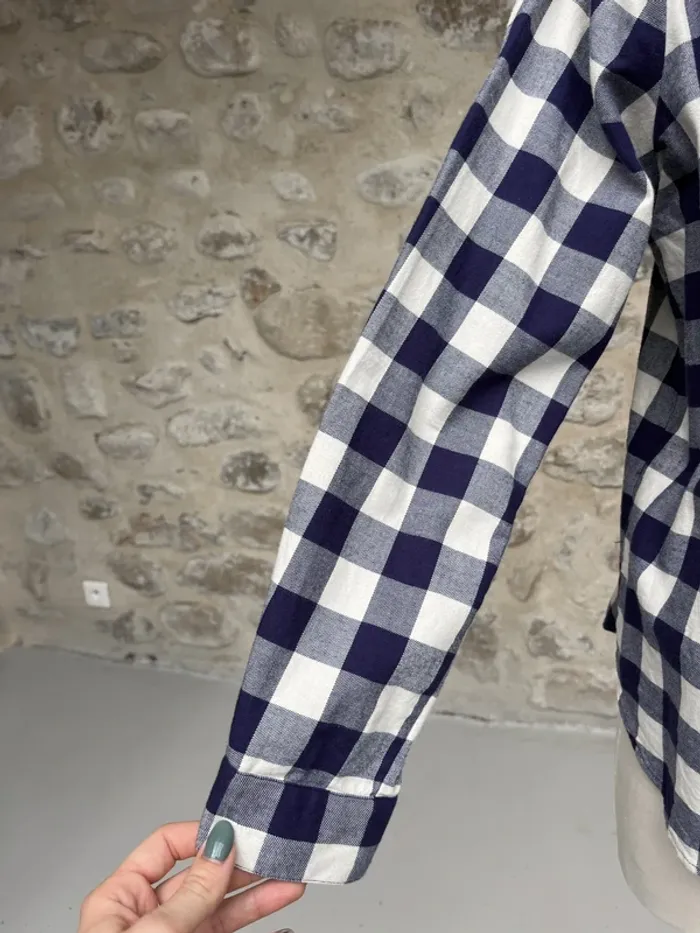 Zara - Chemise à carreaux bleu marine épaisse style bûcheron - photo numéro 3