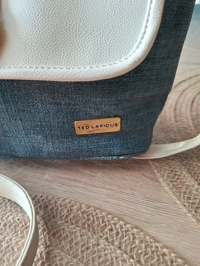 Sac bandoulière Ted Lapidus bleu/gris et blanc cassé - photo numéro 2