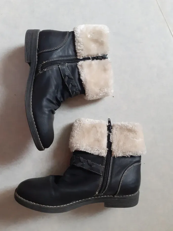 Bottines noires avec fourrure - photo numéro 5