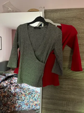 Lot de 2 cache-cœur manches 3/4 Bershka S