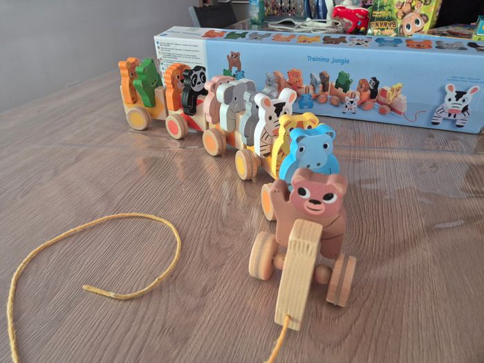 Jouet à tirer éveil ,Train en Bois Trainimo Jungle Djeco 🚂 - photo numéro 3