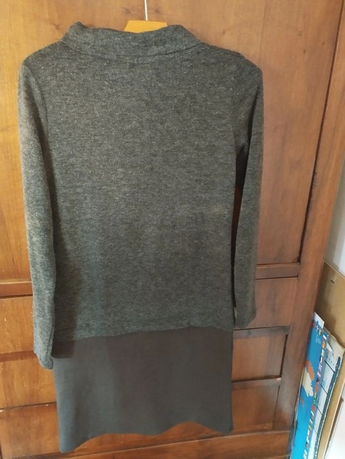 🌺 Robe gris chiné - 2 matières - Taille 36 - Grain de malice 🌺 - photo numéro 3
