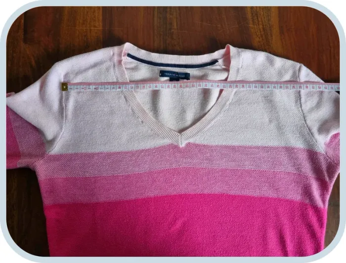 Pull leger over coll V Tommy Hilfiger Femme à rayures rose Taille s - photo numéro 9