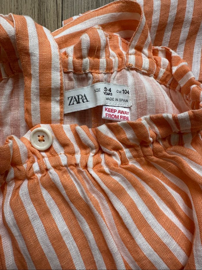Salopette d’été rayé orange Zara fille 3/4 ans - photo numéro 2