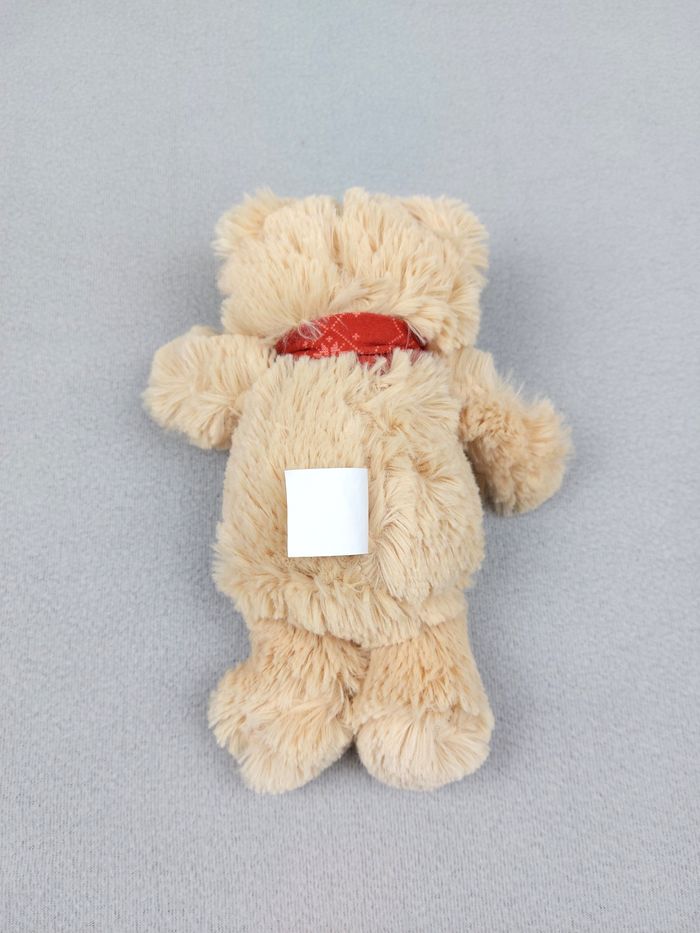 Peluche doudou ours beige marron clair écharpe rouge COTTON BLUE 24 cm TTBE - photo numéro 2