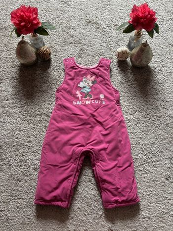 🌺Combinaison de ski sans manche rose en effet velours Disney Minnie Taille 12mois/80cm🌺