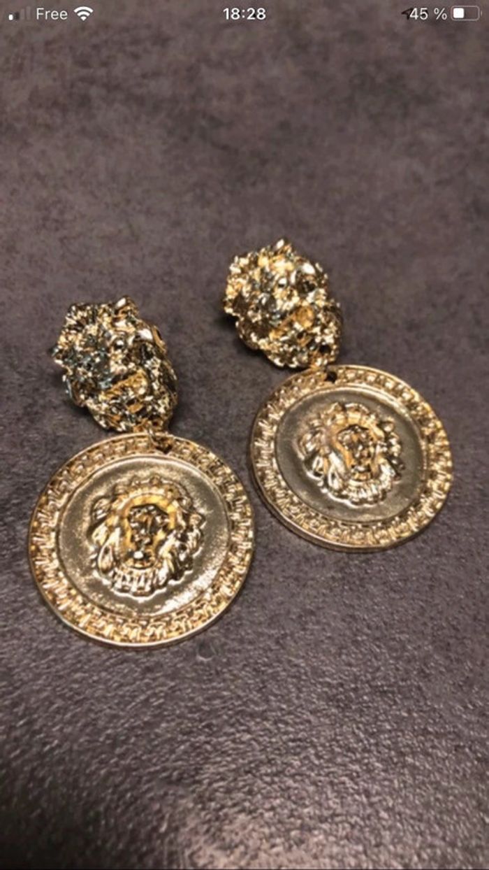 Boucles oreilles lion - photo numéro 2