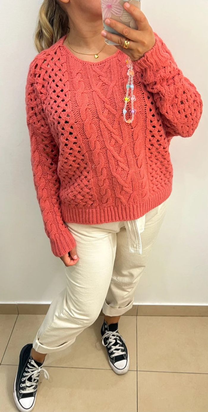 Pull Torsadée Maille Ajourée Taille Unique - photo numéro 6