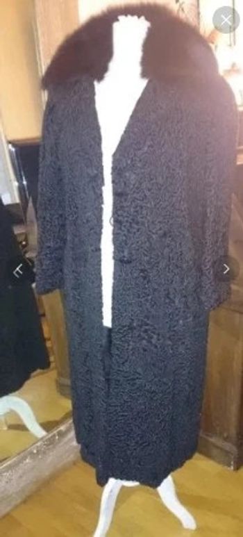 Manteau long col fourrure vintage t 46 48