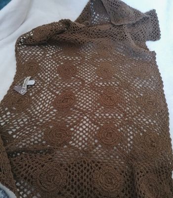 Magnifique gilet cardigan en coton 100 %coton crochet fait main. TL. Neuf 