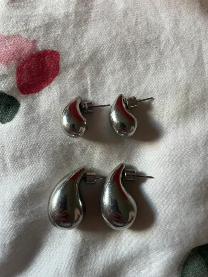 Boucle d’oreille gouttes d’eau argent - photo numéro 3