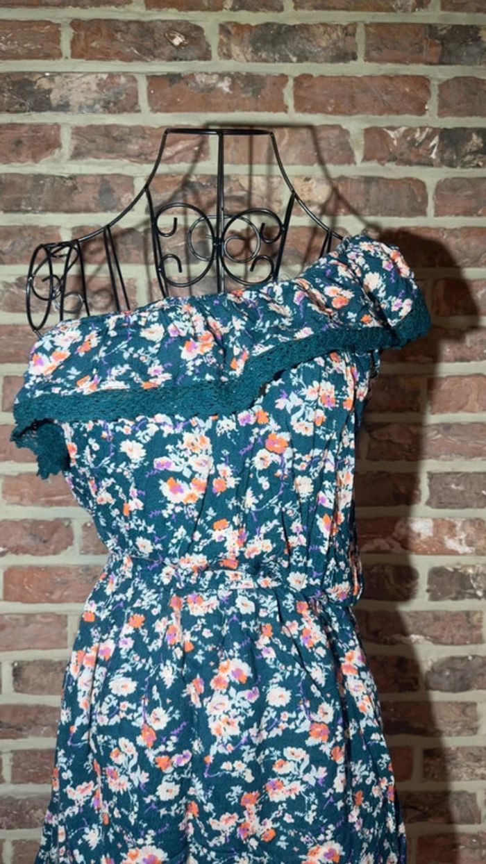 Robe verte à fleurs une épaule pimkie taille S/36 - photo numéro 2
