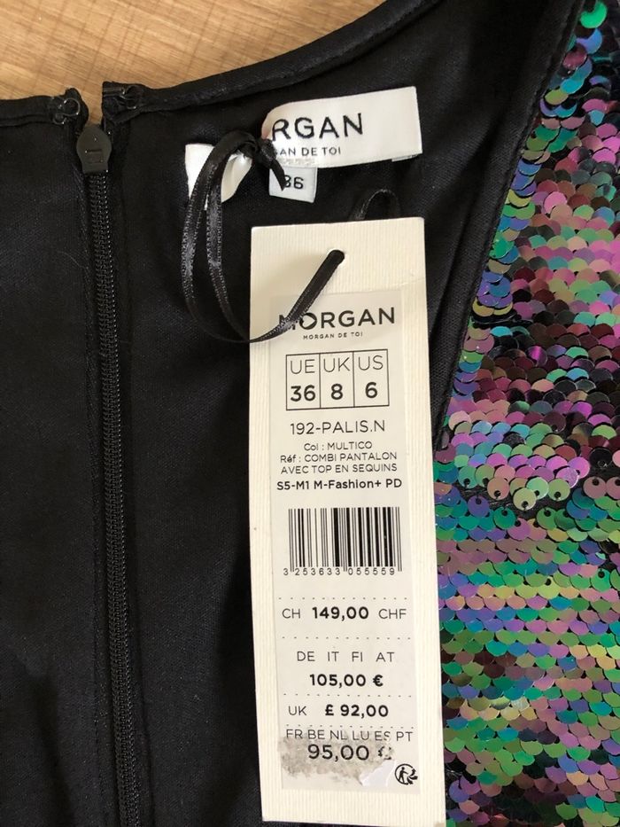 Combinaison noire neuve avec sequins Morgan taille 36 (valeur 95€) - photo numéro 9