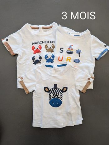 Lot de 3 t-shirt Okaïdi - Taille : 3 mois
