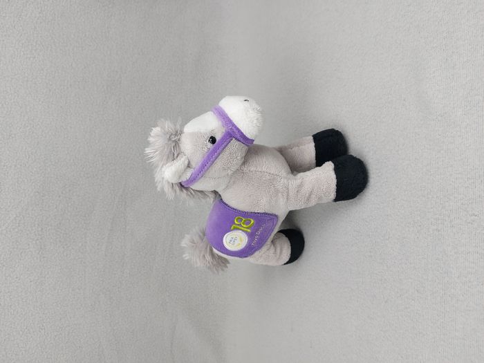 Peluche doudou cheval gris Yoyo disco GIPSY selle 18 mauve violet 19 cm SON HS - photo numéro 2