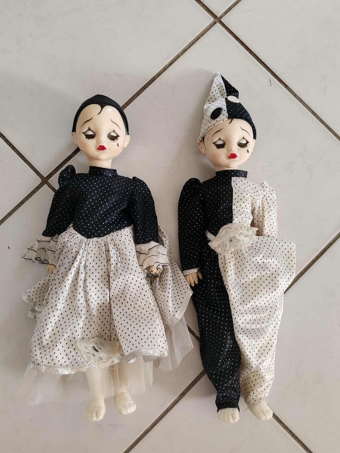 Lot de deux poupées Pierrot et Colombine - photo numéro 2