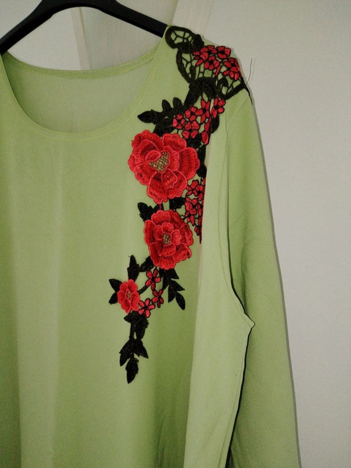Robe abaya avec grand voile vert pomme - photo numéro 3