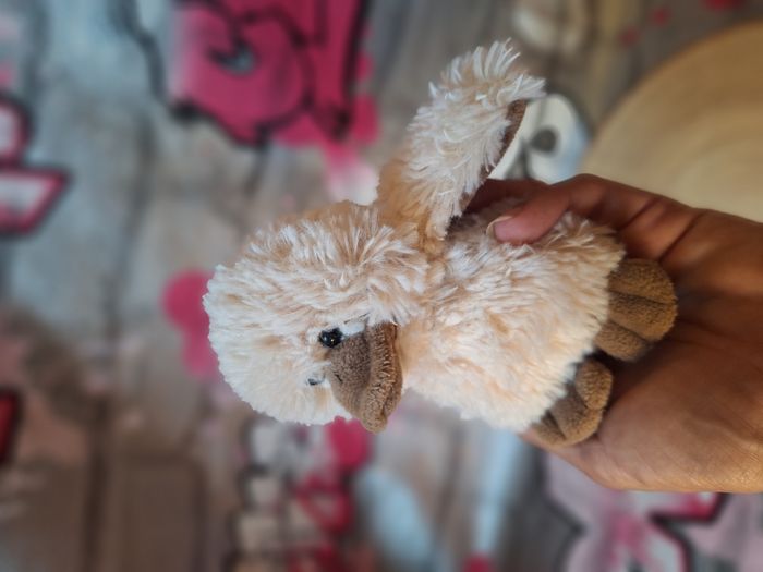 Peluche doudou petit canard duveteux mon poussin beige et marron - photo numéro 7