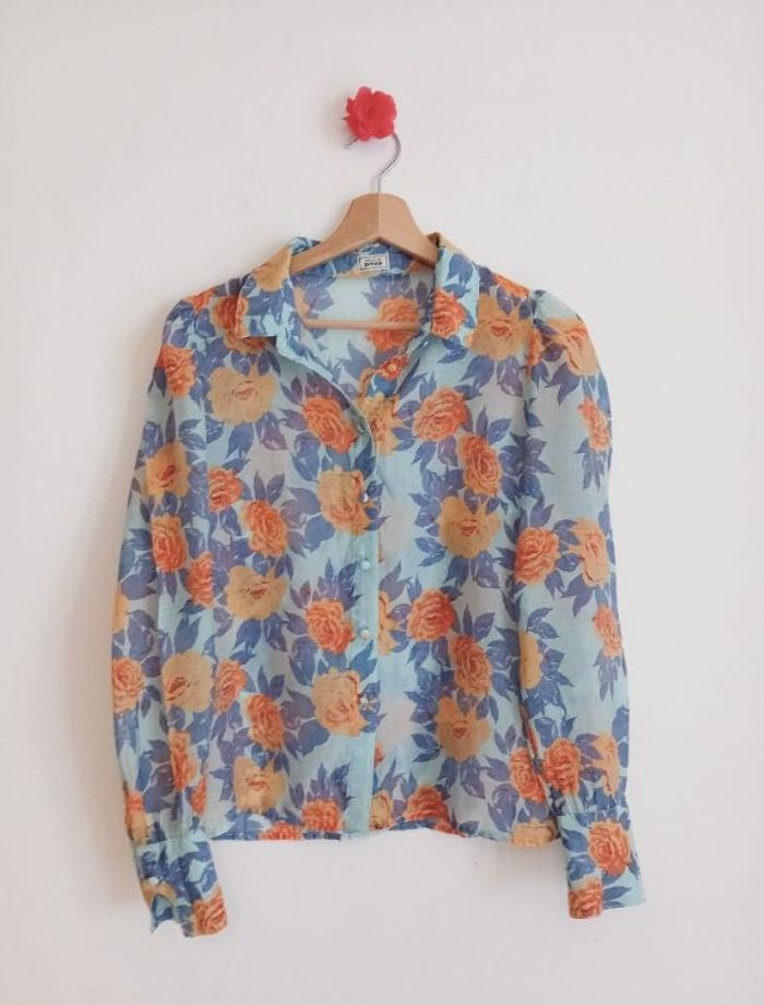 Neuve Chemisier effet voile turquoise à fleurs Pimkie Taille 36/38