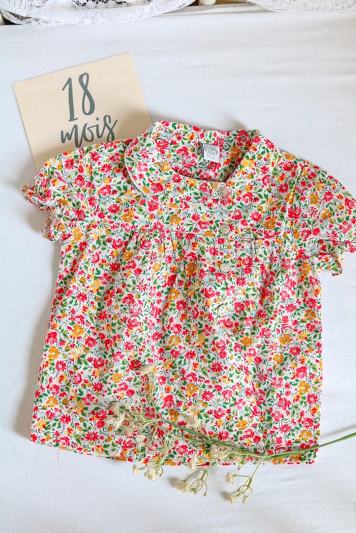 Blouse col Claudine Liberty rouge, Dadati, 18 mois - photo numéro 9