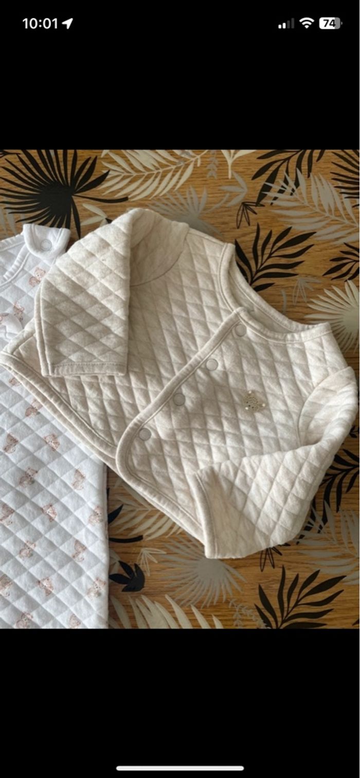 Ensemble 2 pièces pyjama d’hiver crème à motif ourson sergent major 3 mois - photo numéro 2