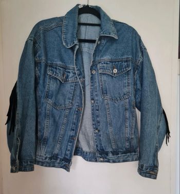 Veste jean léopard et franges