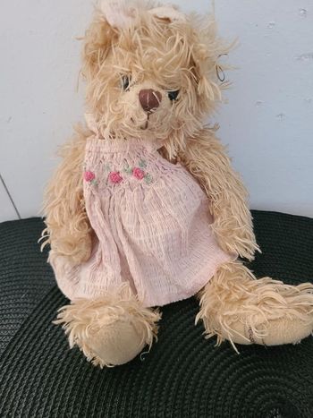 ancienne peluche peluche ours robe crépon louise mansen