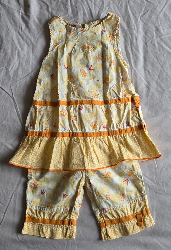 DPAM Ensemble Robe et Corsaire Coton Jaune 12 mois