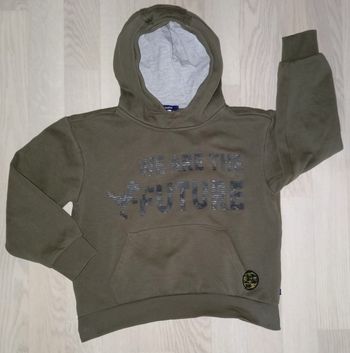 Sweat-shirt à capuche kaki motifs dinosaure Okaïdi 
T. 10 ans