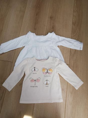 Lot de 2 hauts manches longues 3-6 mois