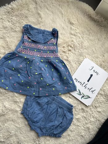 Petite robe en jeans à pois avec bloomer culotte 1 3 mois