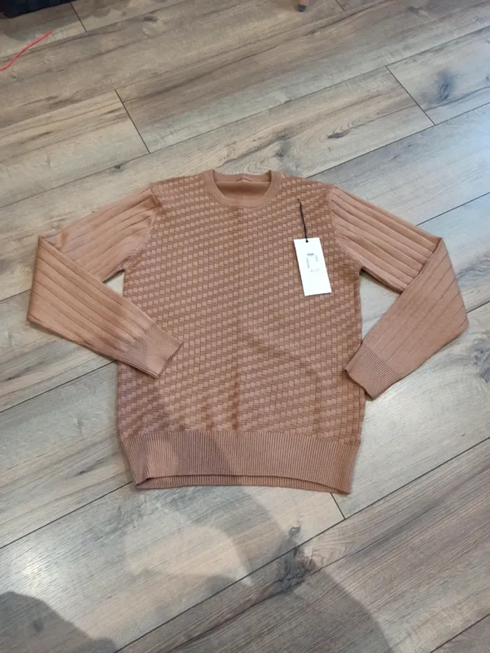 Pull Camel uni homme manches longues S