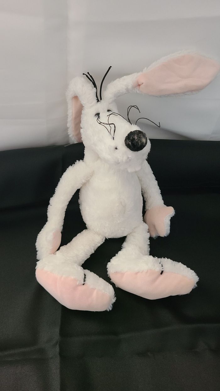 doudou chien blanc oreilles intérieur rose - photo numéro 3