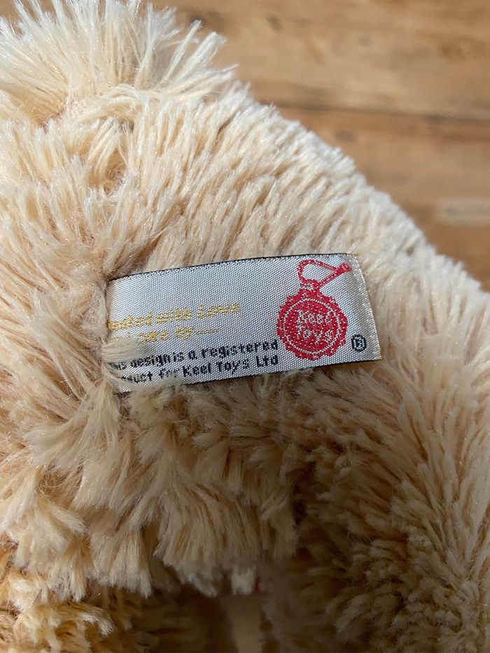 Ours beige écharpe rouge renne 25 cm Parfait état - photo numéro 3