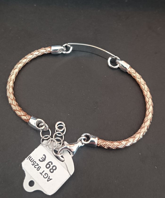 VALENZI, bracelet avec plaque pour enfant, Argent rosé 925. Neuf. - photo numéro 3