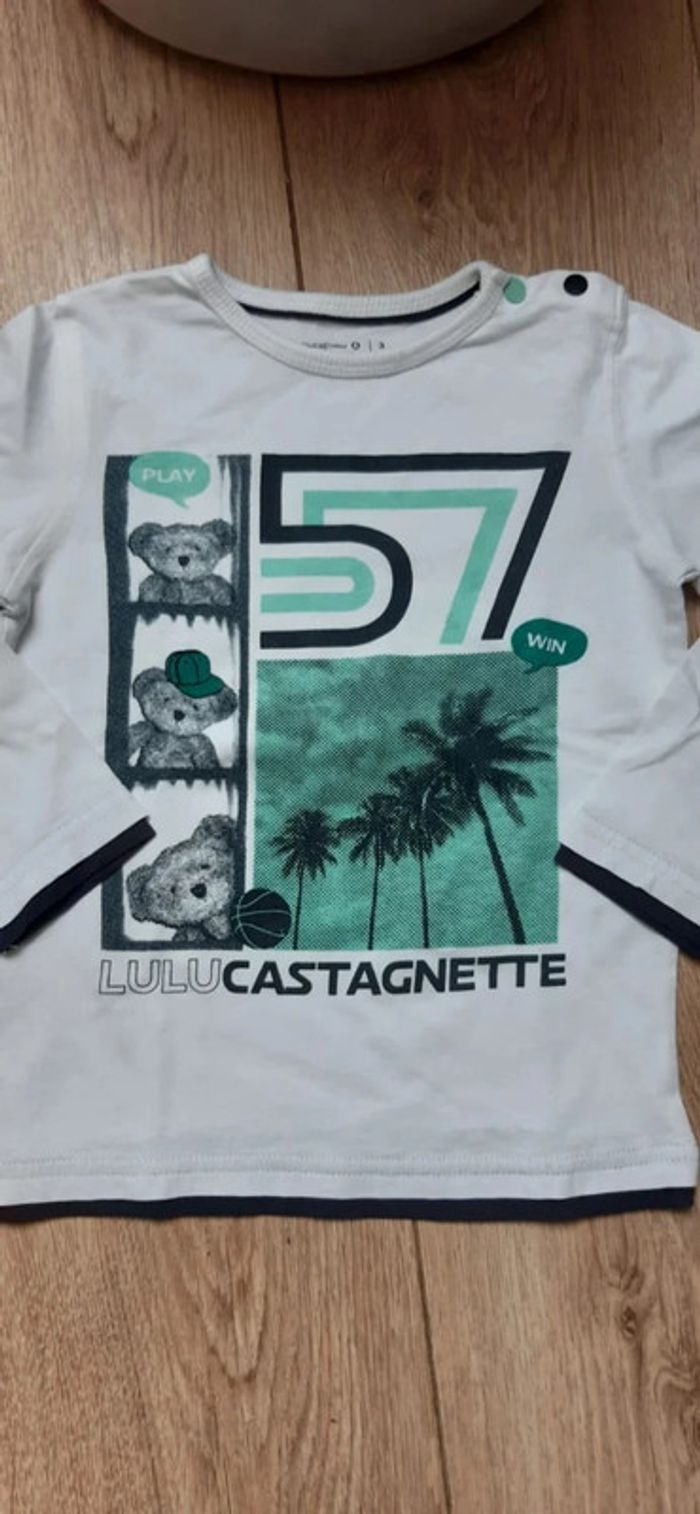 Tee-shirt ML lulu castagnette blanc "ourson" 4 ans - photo numéro 2