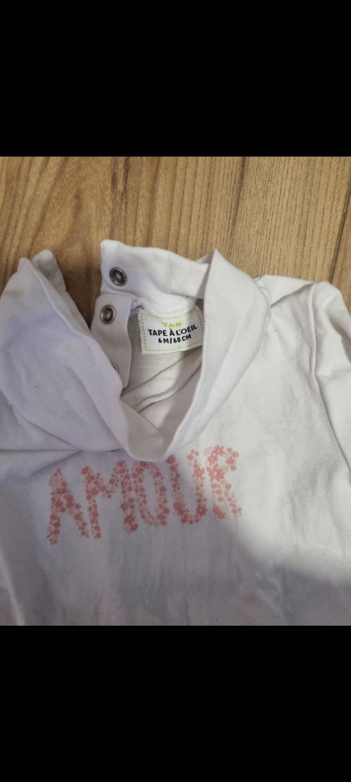 Ensemble : 1 Jean slim fille, 2 t-shirt manche longue, 6 mois marque tape a l'œil - photo numéro 4