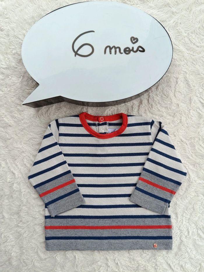 Pull à rayures Garçon 6 mois Petit bateau 100% coton